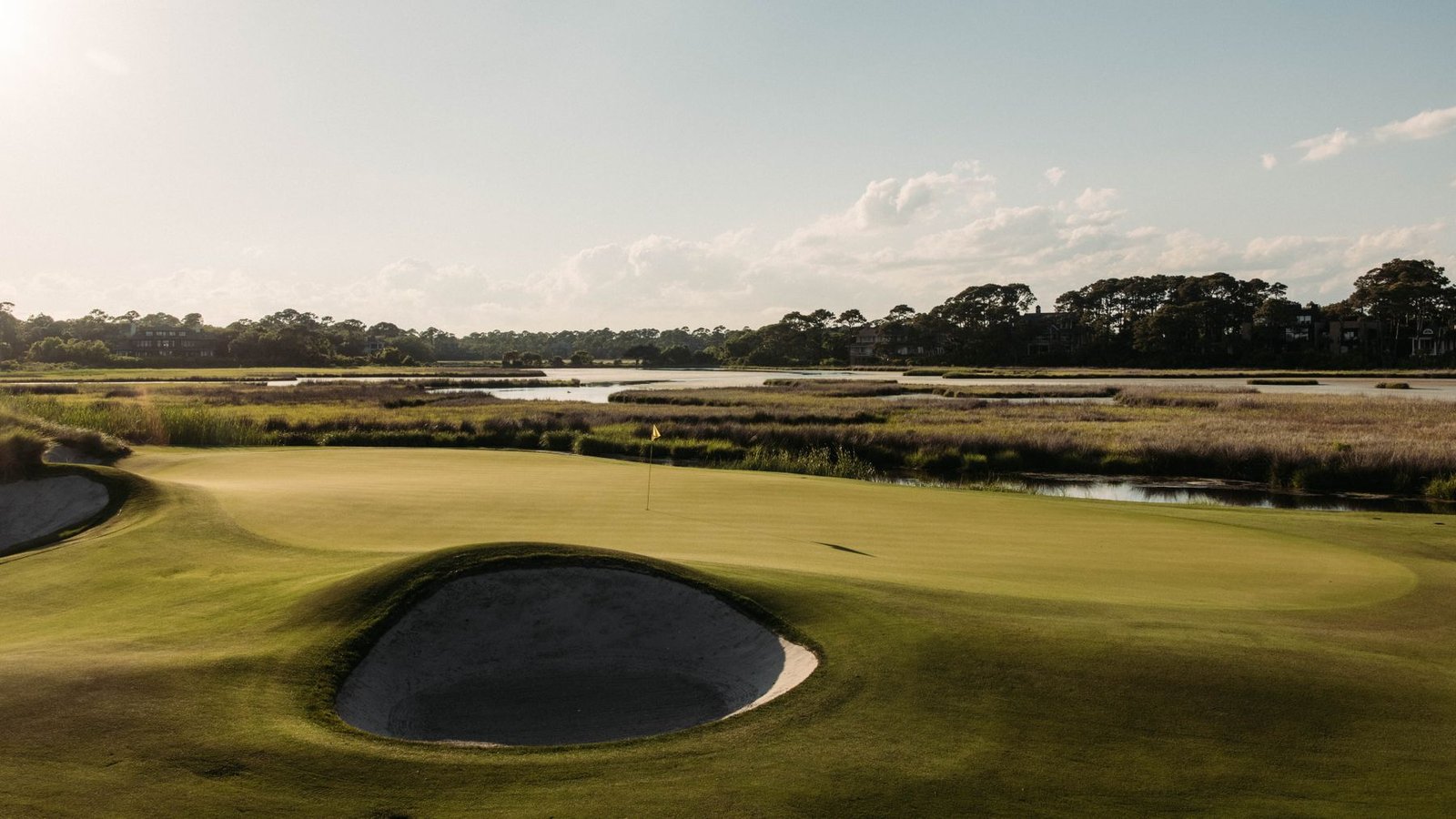 Golf green and bunker